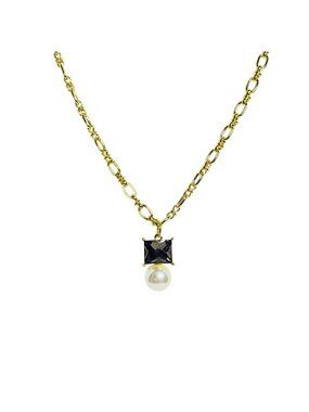Vince Camuto Gold Tone Fancy Link Necklace With Faux Pearl Pendant (6380)